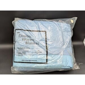 NEW VTG Essex Double Woven Blanket Baby Blue SATIN Double 72x84 Poly/Acrylic NOS